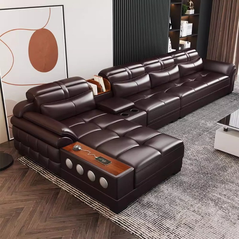Home Cinema In Small Room - Canapés de luxe en cuir véritable