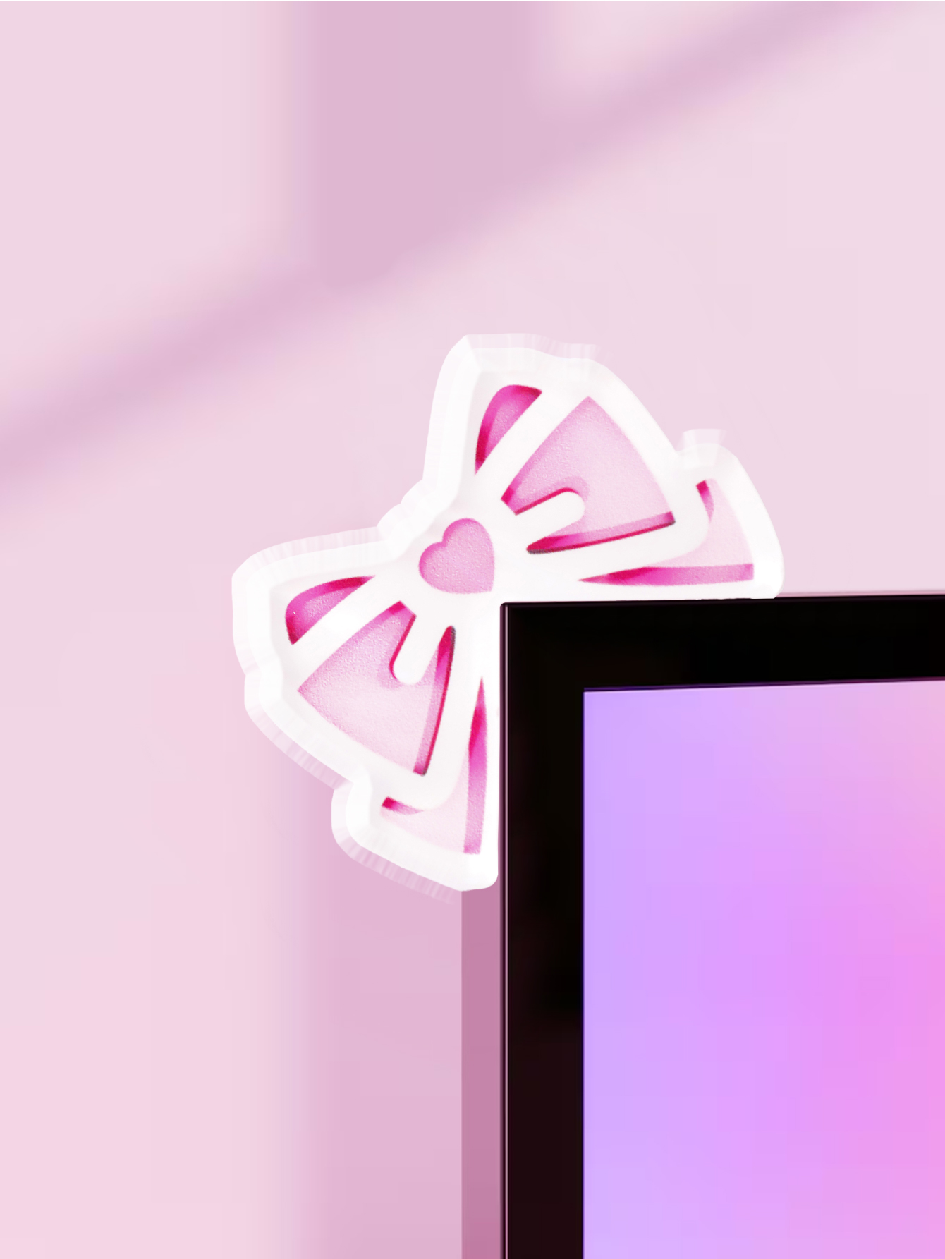 Home Cinema Pc - Kawaii Bow Monitor Décor Rose Acrylique